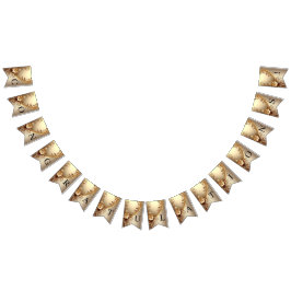 Golden Ornate Floral Bunting Flag Wimpelkette