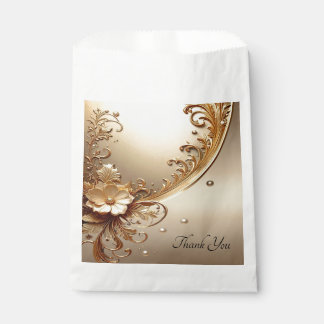 Golden Ornate Floral Favor Bag Geschenktütchen