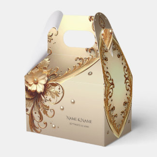 Golden Ornate Floral Favor Box Geschenkschachtel