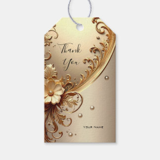 Golden Ornate Floral Gift Tag Geschenkanhänger