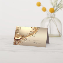 Golden Ornate Floral Place Card