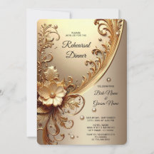 Golden Ornate Floral Rehearsal Dinner