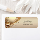 Golden Ornate Floral Return Address Label (Insitu)