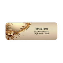 Golden Ornate Floral Return Address Label