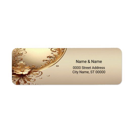Golden Ornate Floral Return Address Label (Vorne)