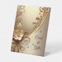 Golden Ornate Floral Tabletop Signs