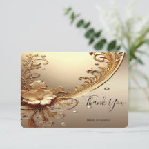Golden Ornate Floral Thank You Card