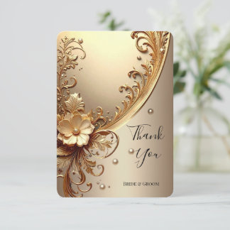 Golden Ornate Floral Thank You Card Dankeskarte