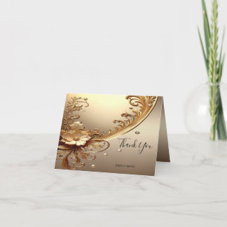 Golden Ornate Floral Thank You Card Dankeskarte