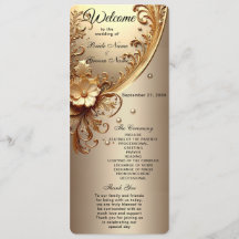 Golden Ornate Floral Wedding  Program