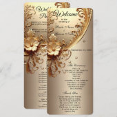 Golden Ornate Floral Wedding  Program Programm (Vorne/Hinten)