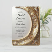 Golden Ornate Frame Bridal Shower Einladung (Stehend Vorderseite)