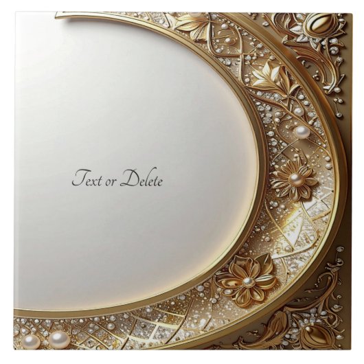 Golden Ornate Frame Ceramic Tile Fliese (Vorderseite)