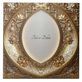 Golden Ornate Frame Ceramic Tile Fliese