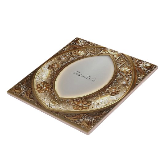 Golden Ornate Frame Ceramic Tile Fliese (Seite)