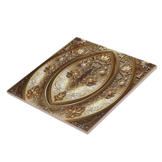 Golden Ornate Frame Ceramic Tile Fliese (Seite)