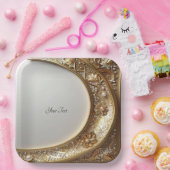 Golden Ornate Frame Paper Plate Pappteller (Party)