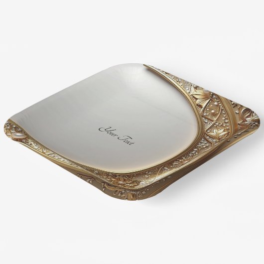 Golden Ornate Frame Paper Plate Pappteller (Gewinkelt)