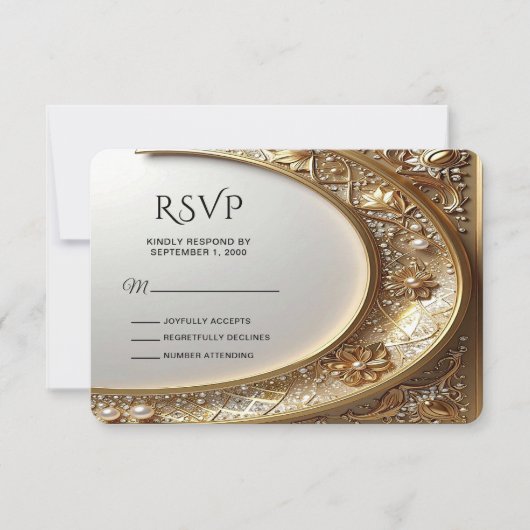 Golden Ornate Frame RSVP Card (Vorderseite)
