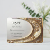 Golden Ornate Frame RSVP Card Karte (Stehend Vorderseite)