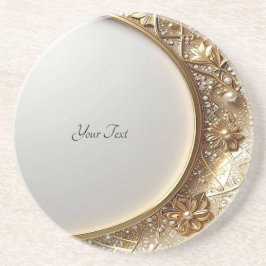 Golden Ornate Frame Sandstone Coaster Getränkeuntersetzer