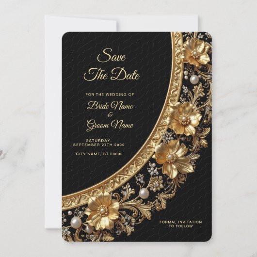 Golden Ornate Frame Save the Date (Vorderseite)