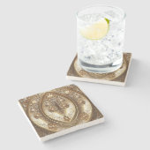 Golden Ornate Frame Stone Coaster Steinuntersetzer (Seitenansicht)