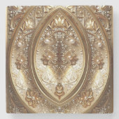 Golden Ornate Frame Stone Coaster Steinuntersetzer (Vorderseite)