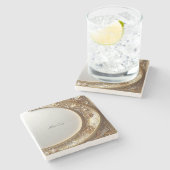 Golden Ornate Frame Stone Coaster Steinuntersetzer (Seitenansicht)