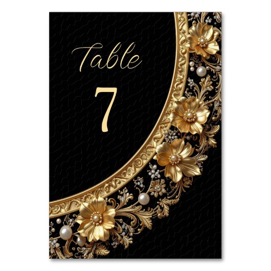 Golden Ornate Frame Table Number Tischnummer (Vorderseite)