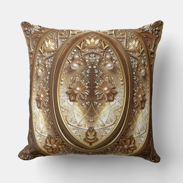 Golden Ornate Frame Throw Pillow Kissen (Vorderseite)
