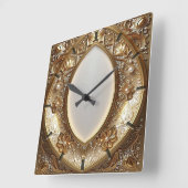 Golden Ornate Frame Wall Clock Quadratische Wanduhr (Winkel)