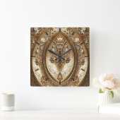 Golden Ornate Frame Wall Clock Quadratische Wanduhr (Zuhause)