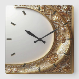 Golden Ornate Frame Wall Clock Quadratische Wanduhr