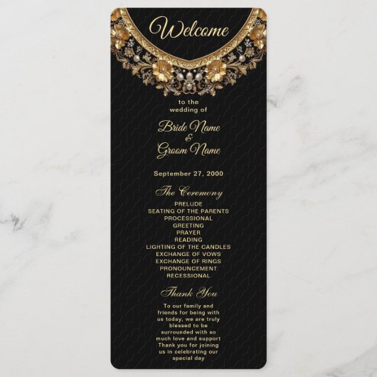 Golden Ornate Frame Wedding Program Programm (Vorderseite)