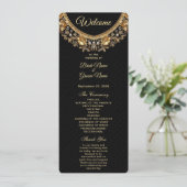 Golden Ornate Frame Wedding Program Programm (Stehend Vorderseite)