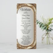 Golden Ornate Frame Wedding Program Programm (Stehend Vorderseite)