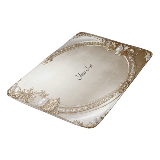 Golden Ornate Frame with Pearls Bath Mat Badematte (Schrägansicht)