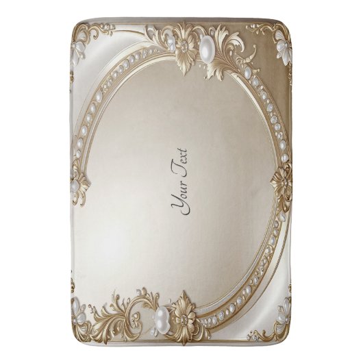 Golden Ornate Frame with Pearls Bath Mat Badematte (Vorderseite Vertikal)