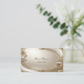 Golden Ornate Frame with Pearls Business Card Visitenkarte (Stehend Vorderseite)