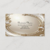Golden Ornate Frame with Pearls Business Card Visitenkarte (Rückseite)
