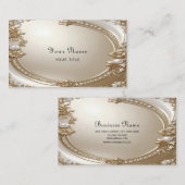 Golden Ornate Frame with Pearls Business Card Visitenkarte (Vorne/Hinten)