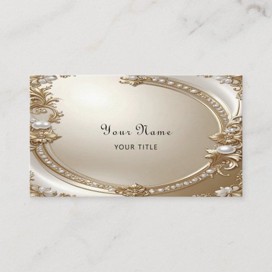 Golden Ornate Frame with Pearls Business Card Visitenkarte (Vorderseite)