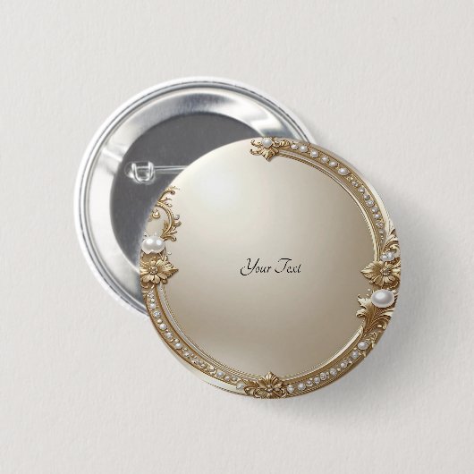 Golden Ornate Frame with Pearls Button (Vorne & Hinten)