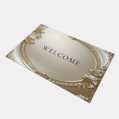 Golden Ornate Frame with Pearls Doormat Fußmatte (Schrägansicht)