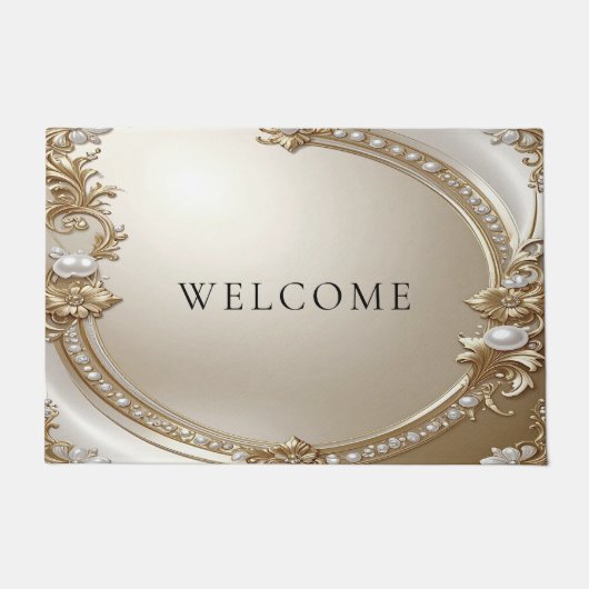 Golden Ornate Frame with Pearls Doormat Fußmatte (Vorderseite)