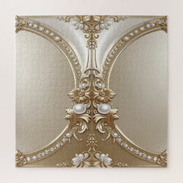 Golden Ornate Frame with Pearls Jigsaw Puzzle