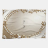 Golden Ornate Frame with Pearls Kitchen Towel Geschirrtuch (Horizontal)