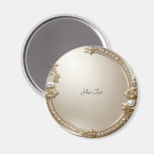 Golden Ornate Frame with Pearls Magnet (Vorderseite/Rückseite)
