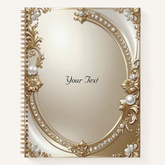 Golden Ornate Frame with Pearls Notebook Notizblock (Vorderseite)